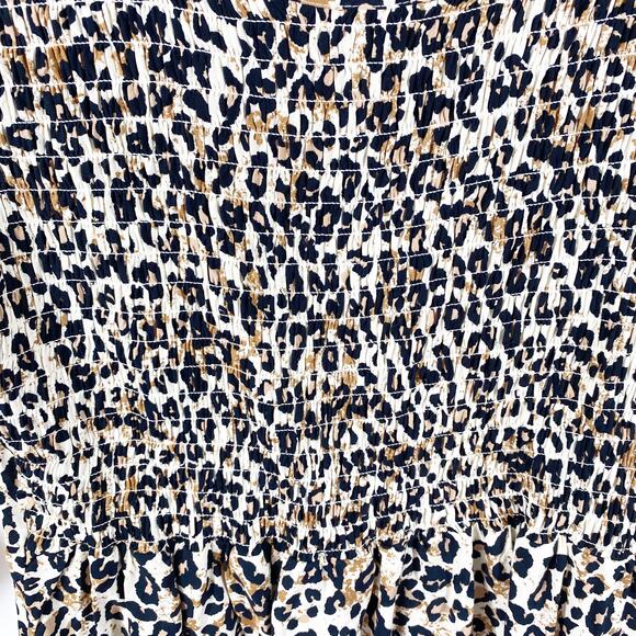 Leopard Print Blouse Maurices Womens Smocked Peplum Top SIze Medium - Picture 7 of 8
